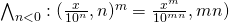 Rendered by QuickLaTeX.com \bigwedge_{n < 0}:(\frac{x}{10^n}, n) ^m = \frac{x^m}{10^{mn}}, mn)